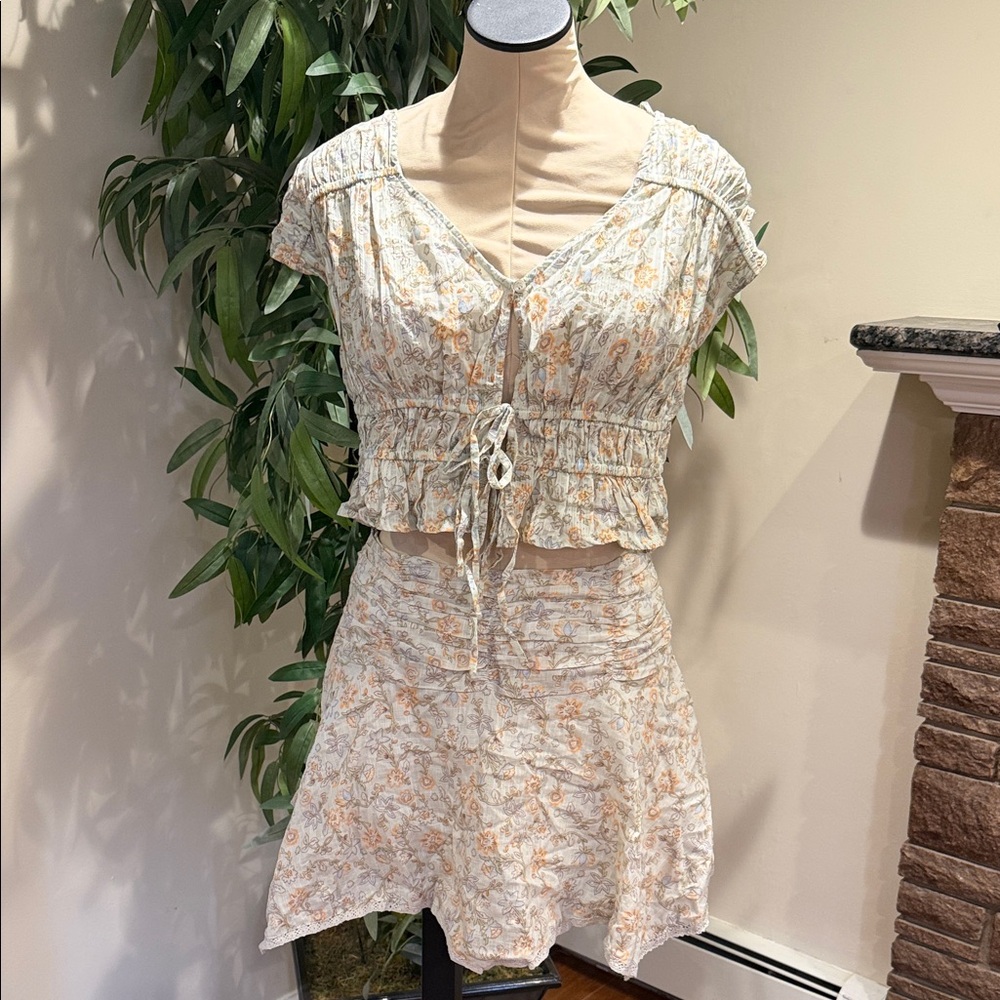 Cotton In Floral Two-Piece Set with Skirt and Top